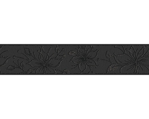 Frise autocollante 3466-12 vinyle fleurs noir scintillant 5 m x 13 cm