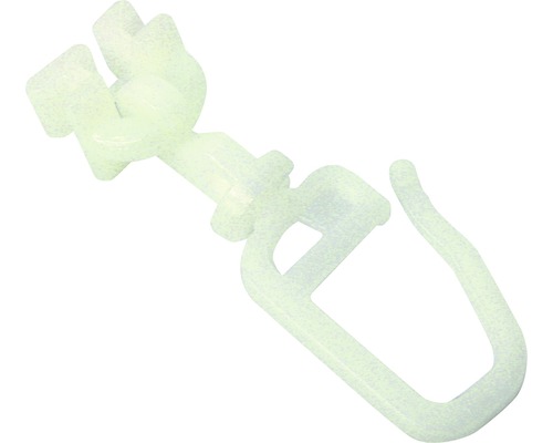 Coulisse pivotante 4 mm avec crochets à dispositif de plissage pour rails de rideau en alu Pack de 20