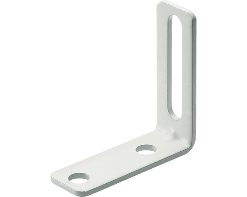 Équerre de réglage, blanche 55x55x20 mm, 25 pièces Équerre de fixation en métal avec trous pour vis et fente oblongue pour la fixation