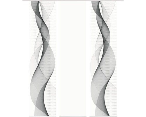Panneau japonais impression numérique Opalia blanc gris lot de 3 60x245 cm Panneau décoratif avec motif ondulé