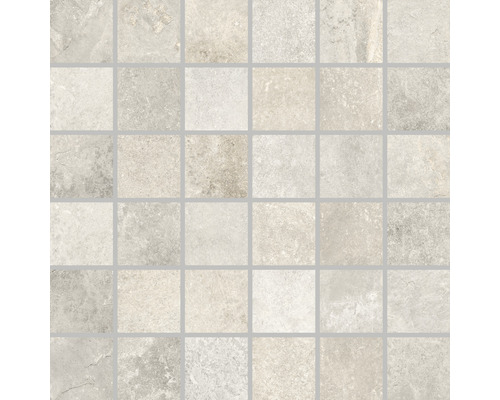 Mosaïque en grès cérame fin Country light grey 30x30 cm Mosaïque avec éléments carrés pour mur et sol