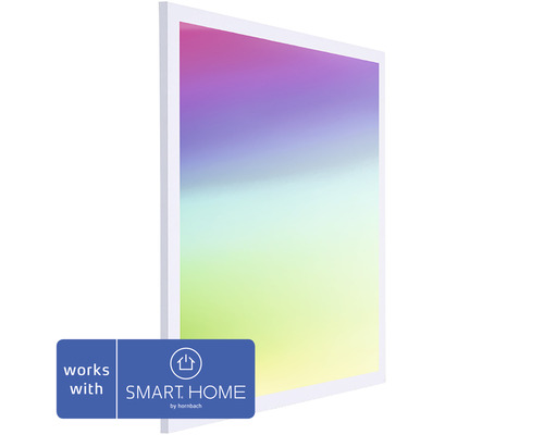 Panneau LED MÜLLER LICHT tint 30W 1800 lm 1800- 6500 K + RVB blanc chaud, blanc lumière du jour 55x450x450 mm Loris rectangulaire blanc, compatible avec SMART HOME by hornbach