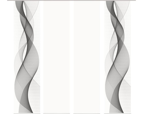 Panneau japonais impression numérique Opalia blanc gris lot de 4 60x245 cm Panneaux coulissants à motif ondulé