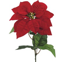 Fleur artificielle décorative étoile de Noël avec fleur rouge et feuilles vertes.