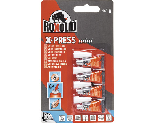 Colle instantanée ROXOLID X-PRESS Mini 4x 1 g Roxolid X-Press Mini colle instantanée, lot de 4