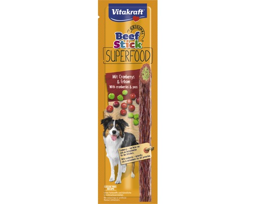 Hundesnack Vitakraft Beef Stick Superfood Erbse und Cranberry Vitakraft Beef Stick Superfood für Hunde mit Cranberrys und Erbsen
