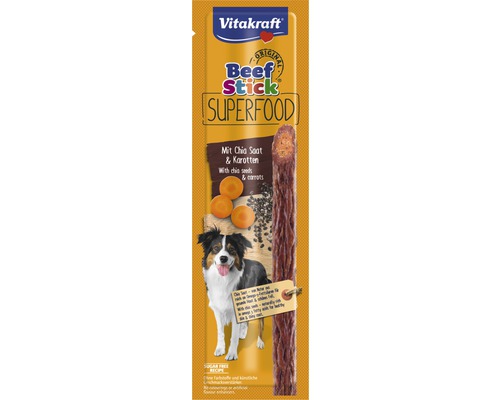 Hundesnack Vitakraft Beef Stick Superfood Karotte und Chia Vitakraft Beef Stick Superfood mit Chia und Karotten für Hunde