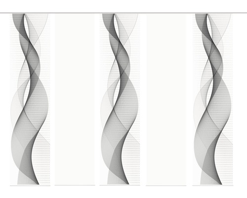 Flächenvorhang Opalia weiss/grau 60x245 cm 5er-Set