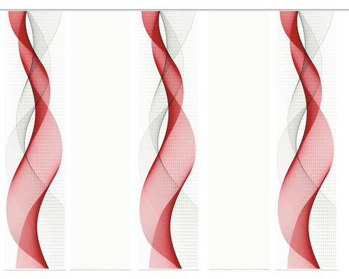 Panneau japonais impression numérique Opalia blanc rouge lot de 5 60x245 cm Papier peint avec motif de vagues abstraites