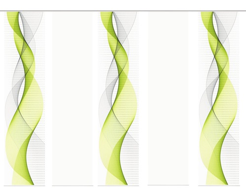 Flächenvorhang Opalia weiss/grün 60x245 cm 5er-Set