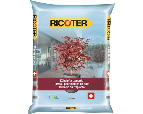 Ricoter Terreau pour plantes en bacs sans tourbe 30 l Sac de terreau pour plantes en pots Ricoter