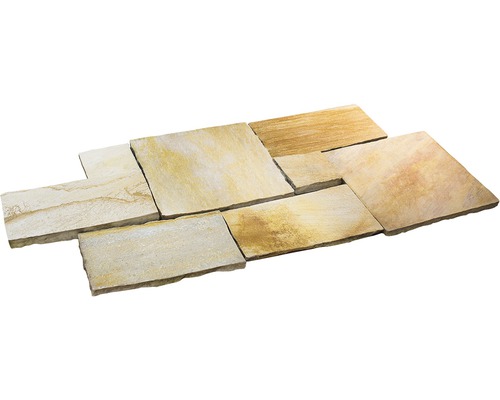 Quarzit Terrassenplatte Milano römischer Verband Set = 1,125 m² Stärke 2-4 cm Mehrere Sandsteinplatten für den Aussenbereich