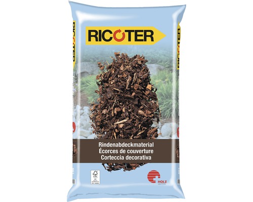 Ricoter Matériau de couverture d'écorce 0-40 mm 60 l Paillis d''écorce dans un emballage