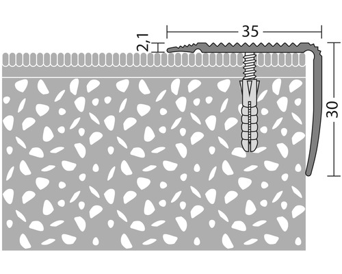 Profilé de bordure de marches en aluminium or perforé 35x30x1000 mm