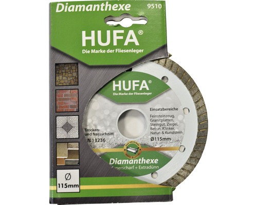 HUFA Diamanttrennscheibe mit 115 mm Durchmesser in Verpackung