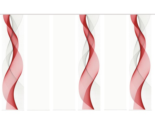 Panneau japonais impression numérique Opalia blanc rouge lot de 6 60x245 cm Film de protection visuelle décoratif avec motif ondulé pour fenêtres