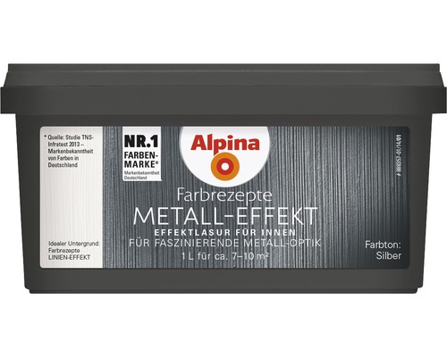 Alpina recette de peinture effet métal, couleur argent, boîte d''un litre