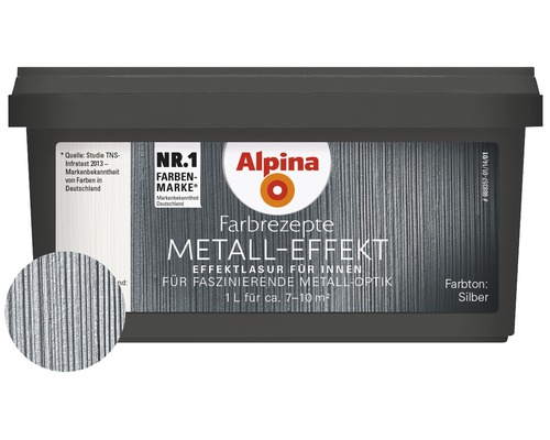 Alpina recette de peinture effet métal lasure à effet pour l''intérieur, argent
