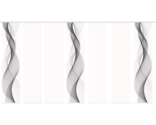 Panneau japonais impression numérique Opalia blanc gris lot de 7 60x245 cm Film décoratif pour fenêtre avec motif ondulé abstrait