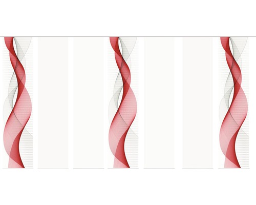 Panneau japonais Opalia blanc/rouge 60x245 cm lot de 7
