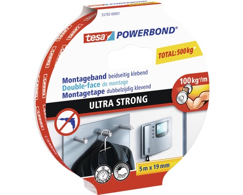 tesa® Powerbond Montageband Ultra Strong 5 m x 19 mm