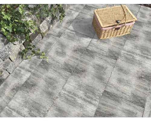 Dalle de terrasse en béton Crescendo Style blanc-anthracite-mélange 60 x 40 x 5 cm