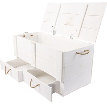 Aufbewahrungstruhe aus Holz mit Schubladen und Seilgriffen