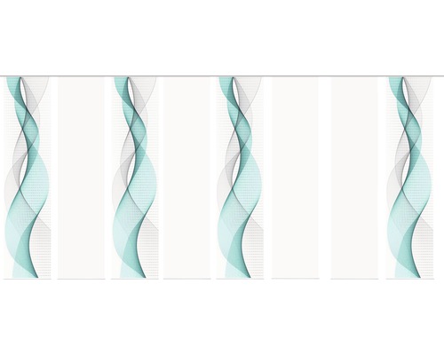 Panneau japonais impression numérique Opalia blanc turquoise lot de 8 60x245 cm Panneaux muraux décoratifs avec motif ondulé pour l''intérieur