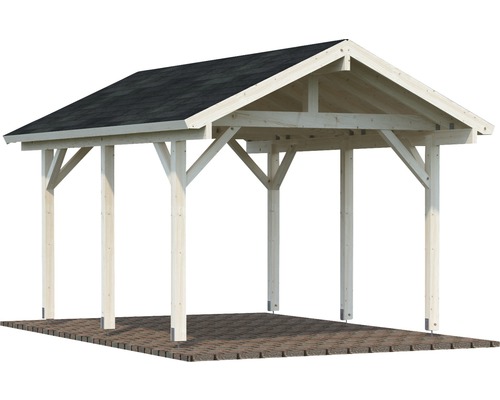 Carport en bois avec toit à deux pans pour l''extérieur