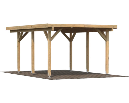 Holzcarport mit sechs Pfosten