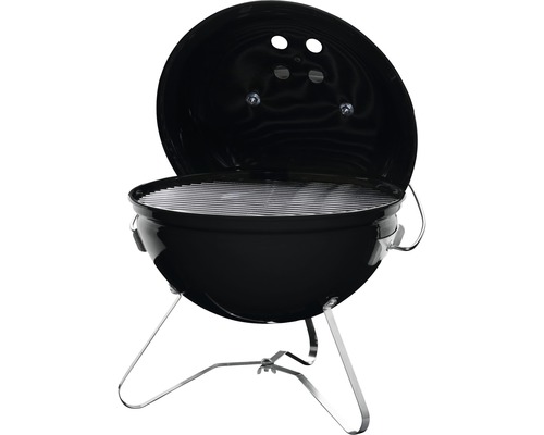 Barbecue boule avec couvercle ouvert et grille