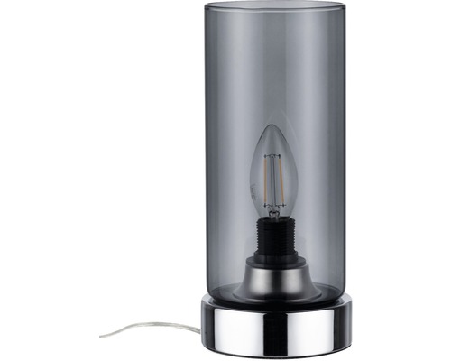 Tischlampe 1-flammig Pinja chrom/rauchglas HxØ 24/11 cm