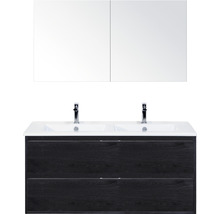 Waschtischkombination mit zwei Waschbecken, Unterschrank mit zwei Schubladen und Spiegelschrank