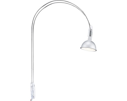 Lampe de bureau argentée avec bras courbé