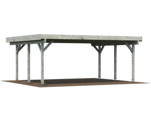 Carport en bois avec toit plat et poteaux