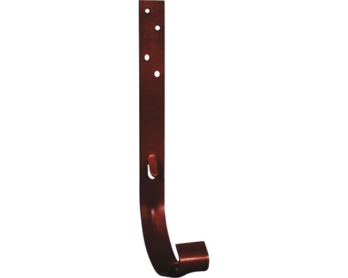 Support de gouttière long chocolate brown DN 125 mm longueur 210 mm Crochet de gouttière en métal avec trous de fixation