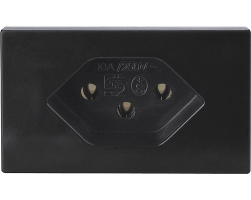 Prise encastrée FLF T13 noire Prise de courant avec contact de protection, 10 ampères et 250 volts