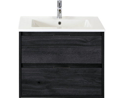 Ensemble de meubles de salle de bains Porto 70 cm céramique lavabo Slim meuble bas black oak