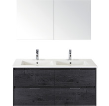 Waschtisch mit Doppelwaschbecken, Unterschrank und Spiegelschrank