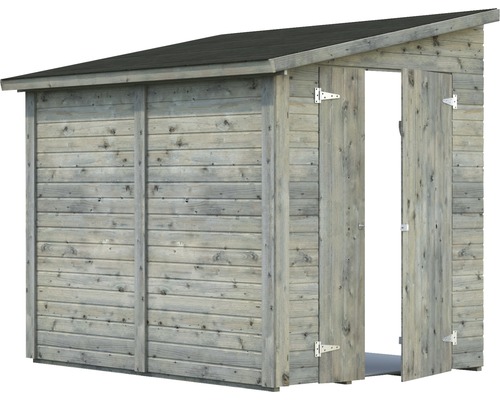 Abri de jardin en bois avec porte ouverte