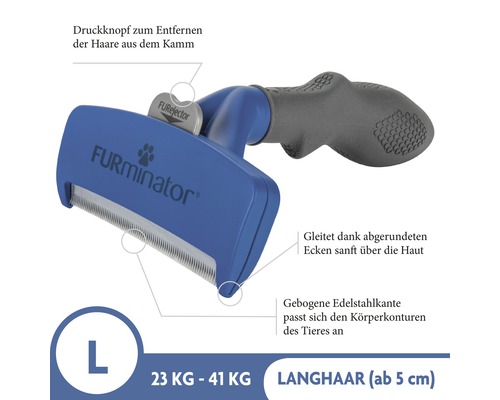 FURminator Fellpflegekamm für langhaarige Hunde, Grösse L