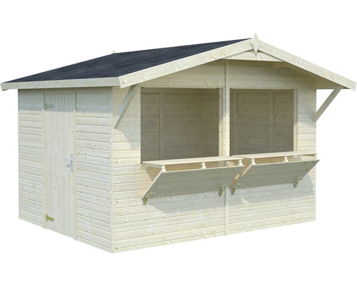 Gartenschuppen mit Verkaufstheke und Tür