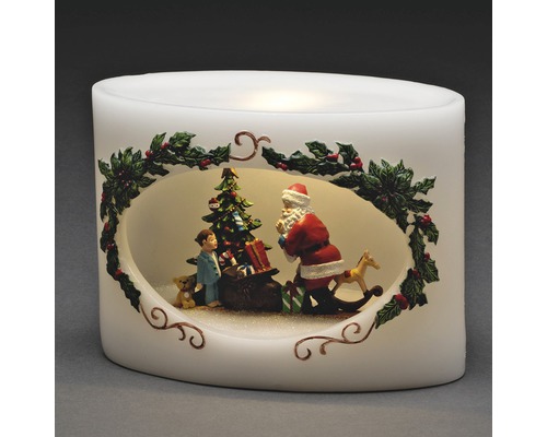 Bougie à LED Konstsmide Père Noël avec enfant à piles 19x14x9,8 cm blanc neutre Bougie LED décorative avec motif de Noël, incluant le Père Noël et un enfant