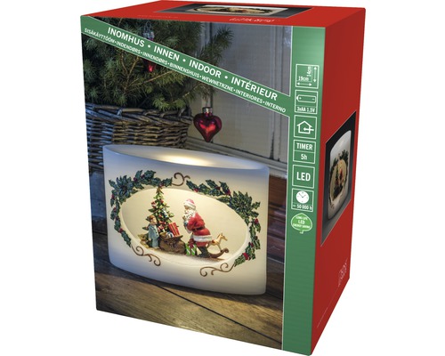 Emballage d'une décoration de table à LED avec un motif de Noël