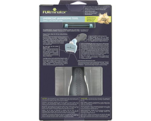 Outil de dé Shedding pour sous-poil Furminator pour chats de petite taille et chats à poils courts en emballage