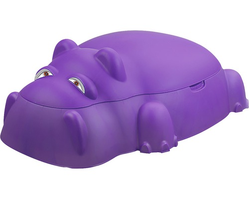 Bac à sable hippopotame violet avec couvercle
