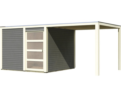 Abri de jardin avec carport intégré en bois