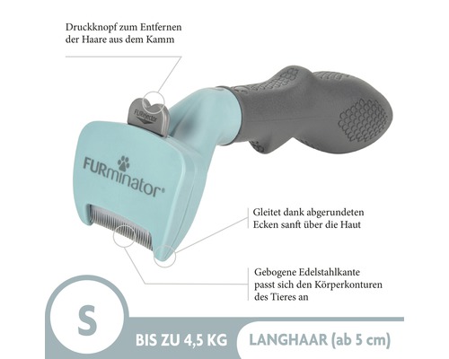 FURminator Fellpflegebürste für Hunde bis 4,5 Kilogramm mit langem Fell