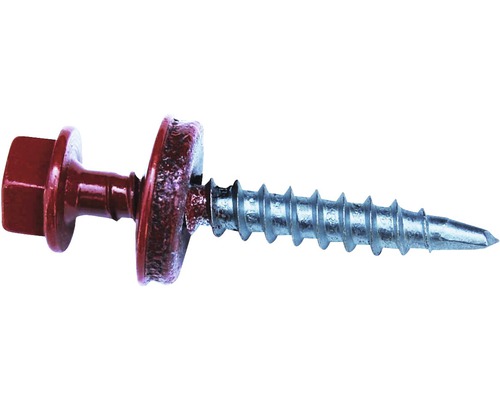 Vis PRECIT 4,8x35 mm rouge brun RAL 3011 paquet = 50 pièces Vis de construction de toiture avec rondelle d''étanchéité
