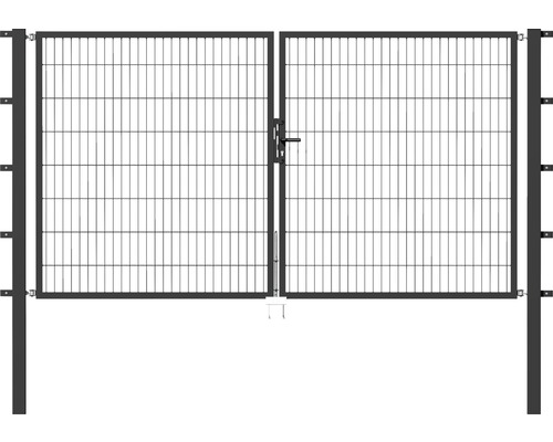 Portillon grillagé double ALBERTS Flexo 300 x 80 cm y compris poteaux 8 x 8 cm anthracite